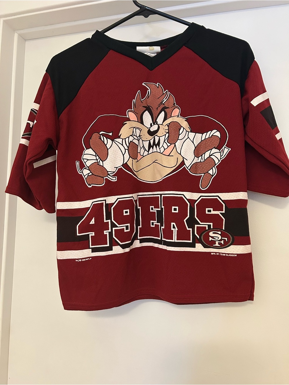 Kids 49ERS Taz Football Tee - Red & Black Vintage 90’s Size 14-16.